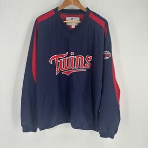 Vintage Minnesota Twins MLB Windbreaker Pullover Men's XL Blue Red